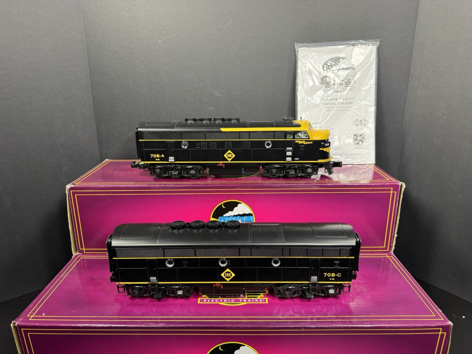 MTH 20-21459-1 & 20-21460-3 Erie F-3 diesel engine AB set #708 PS3 LNIB5