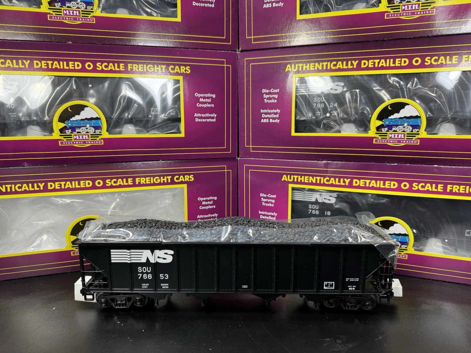 MTH 20-90579 Norfolk Southern NS 4-bay hopper 6-car set LNIB4