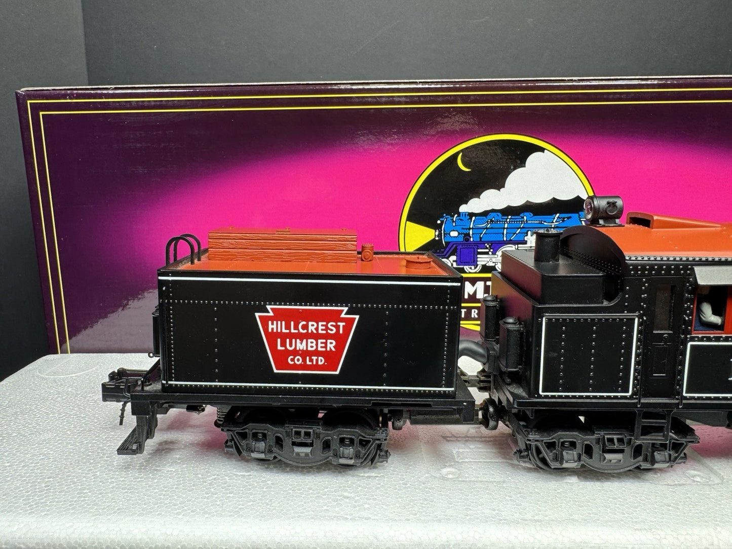 MTH 20-3039-1 HIllcrest Lumber Clmax logging steam engine #10 PS2 BCR LNIB7