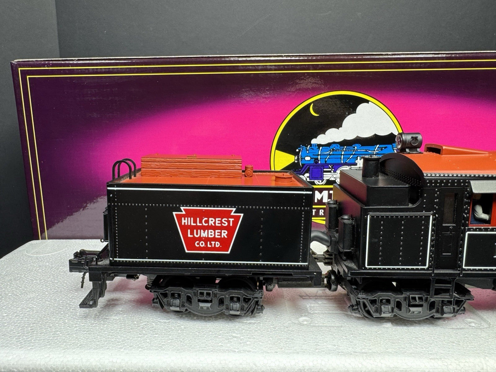 MTH 20-3039-1 HIllcrest Lumber Clmax logging steam engine #10 PS2 BCR LNIB7