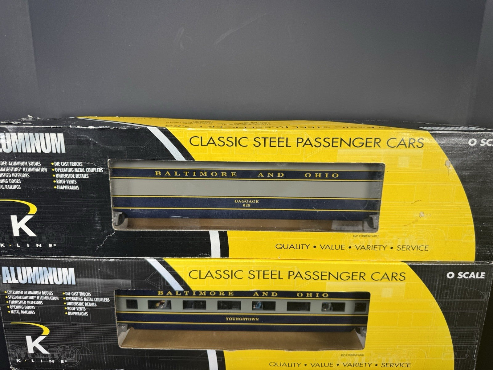 K-Line K-4610A B&O The Columbian 21" aluminum passenger 4-car set LNIB12