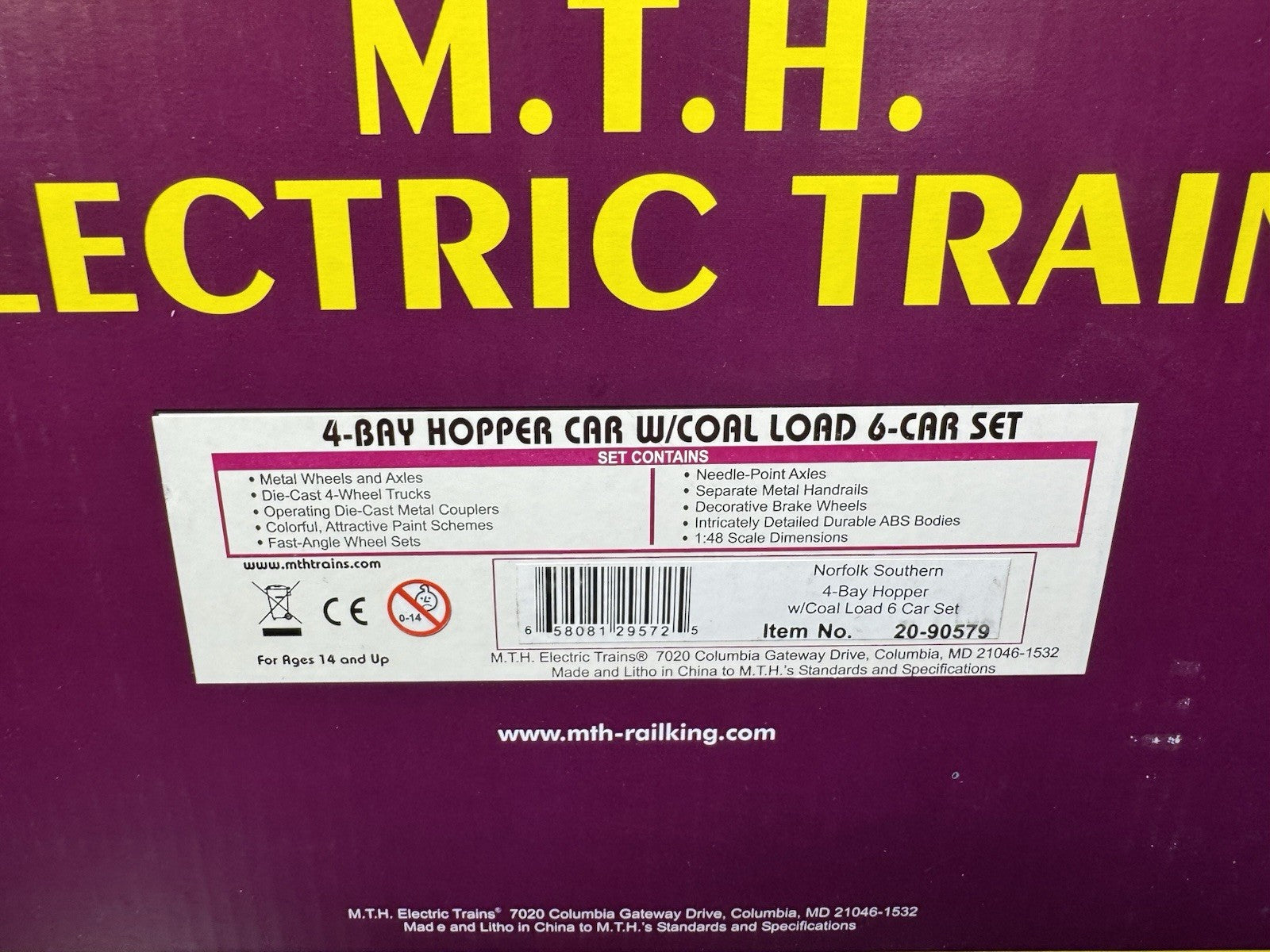 MTH 20-90579 Norfolk Southern NS 4-bay hopper 6-car set LNIB16