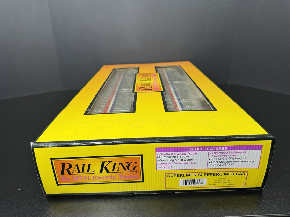 MTH RailKing 30-6501 Amtrak Superliner sleeper diner 2-pack #32013 #38026 LNIB6
