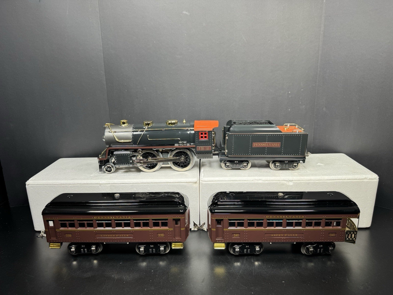 MTH Tinplate 10-1212-1 Std Gauge Pennsylvania 384E steam passenger set PS2 LNIB0
