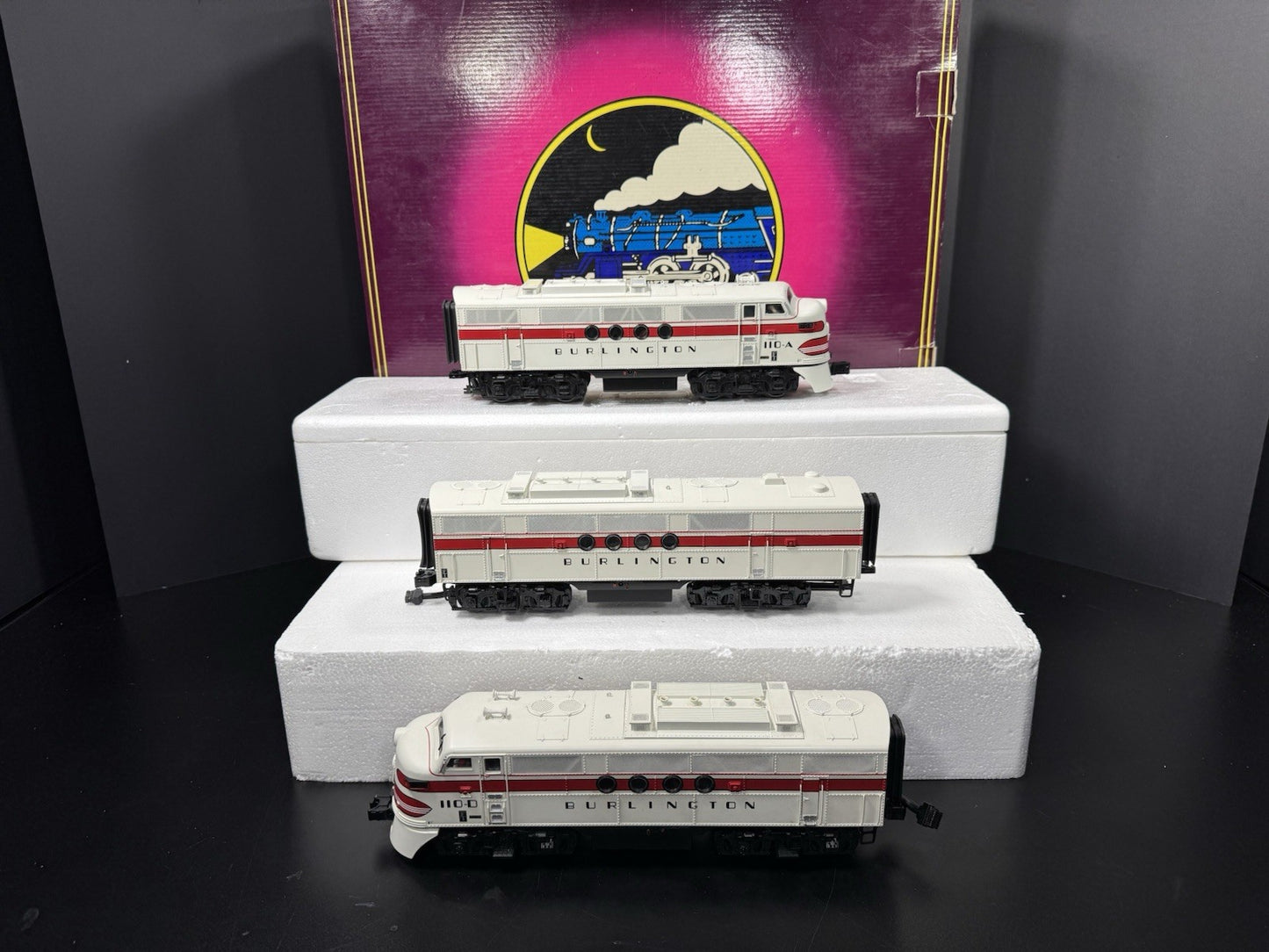 MTH 20-2443-1 Burlington FT diesel engine ABA set #110 PS2 BCR EX7