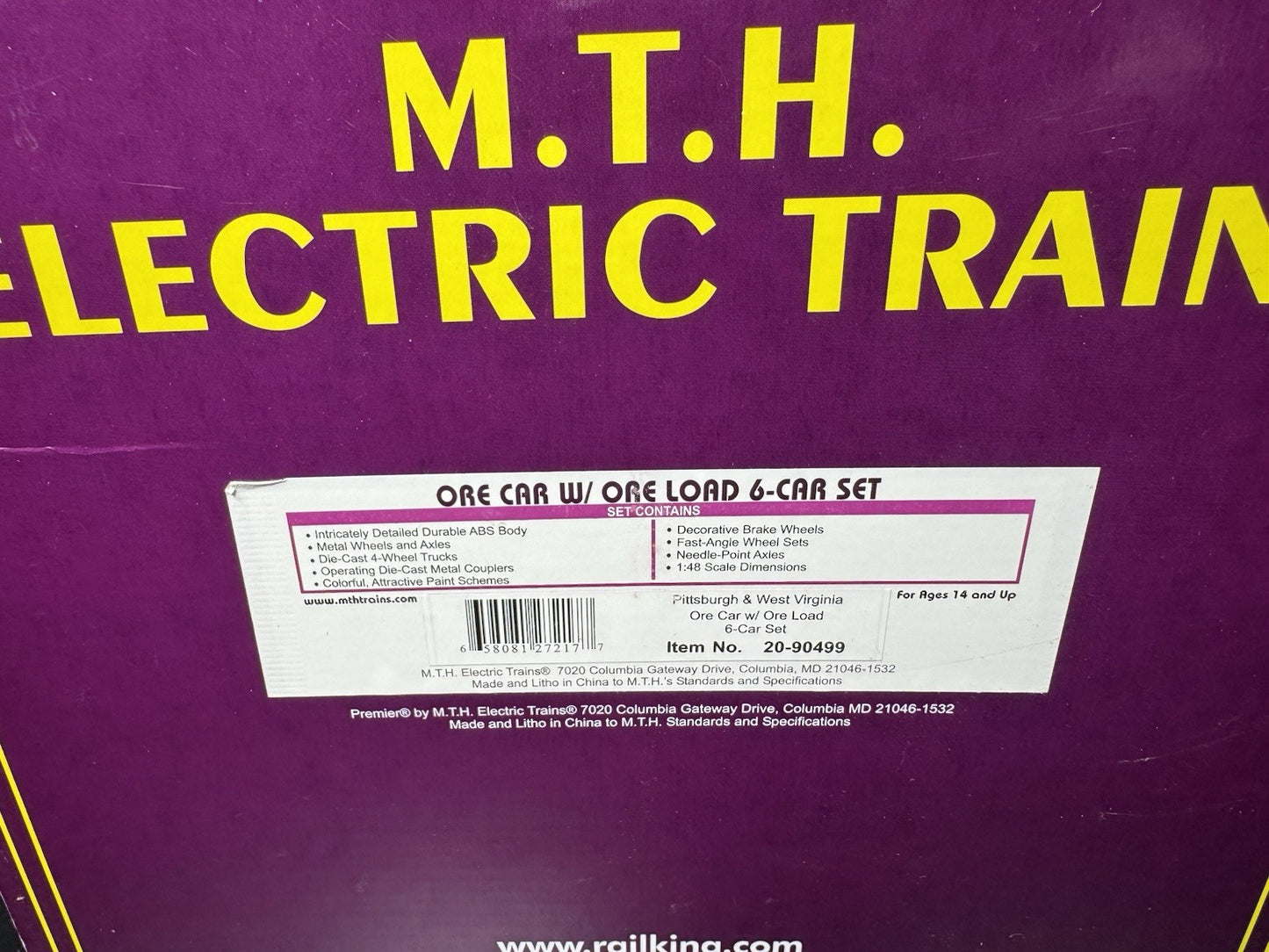 MTH 20-90499 Pittsburgh & West Virginia P&WV ore car 6-pack EX10