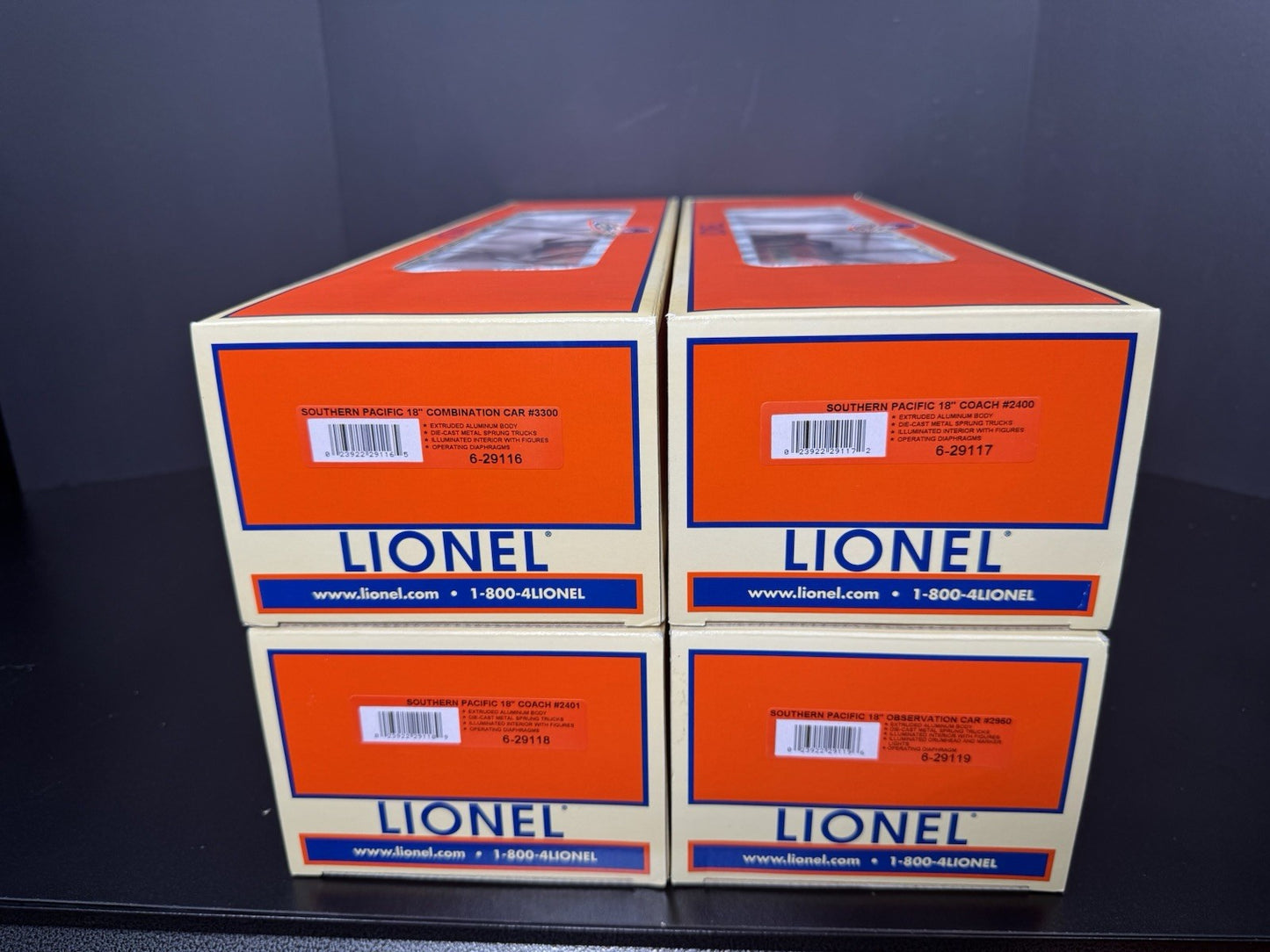 Lionel 6-29115 Southern Pacific Daylight 18" aluminum passenger set LNIB12