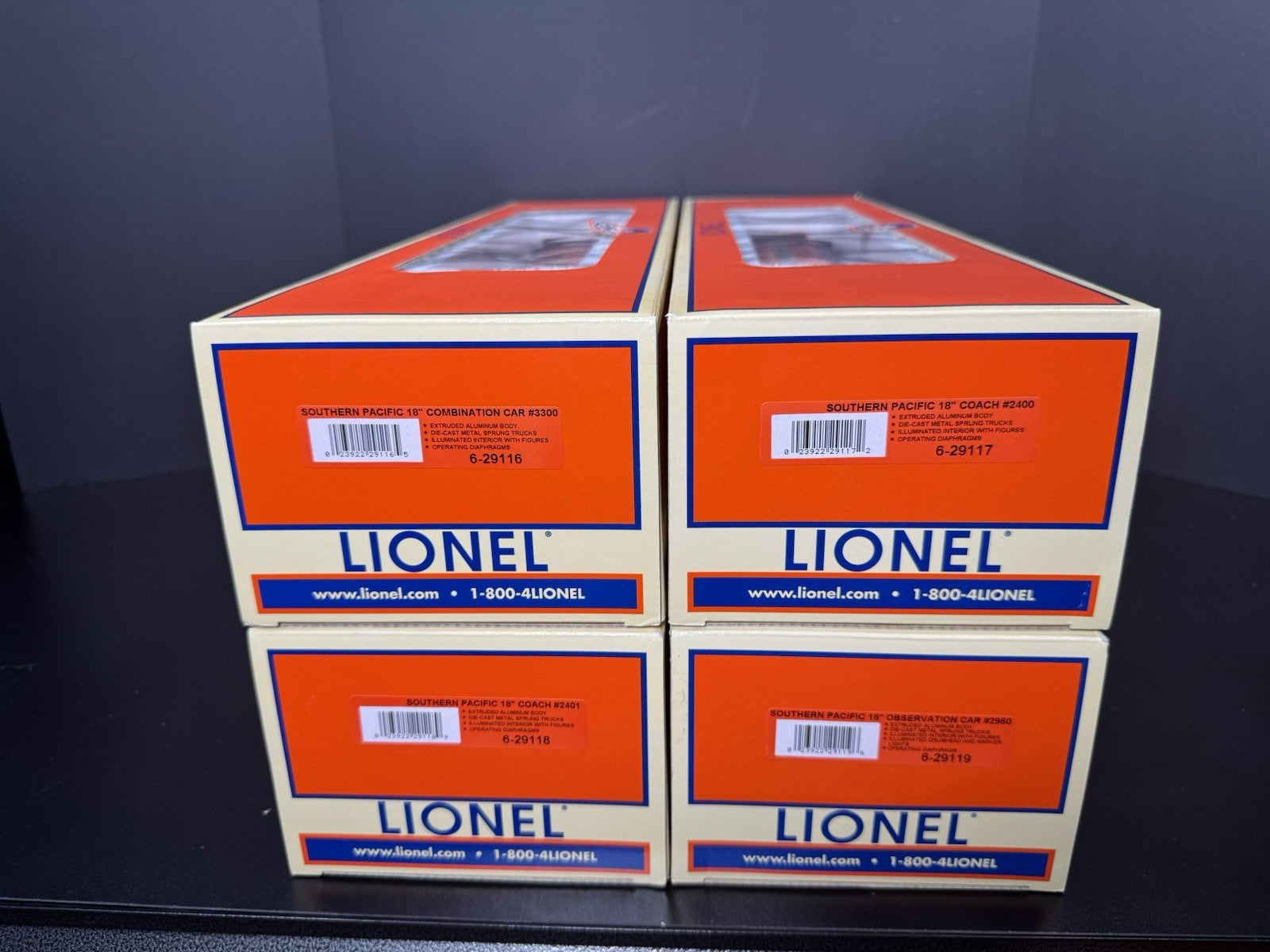 Lionel 6-29115 Southern Pacific Daylight 18" aluminum passenger set LNIB12