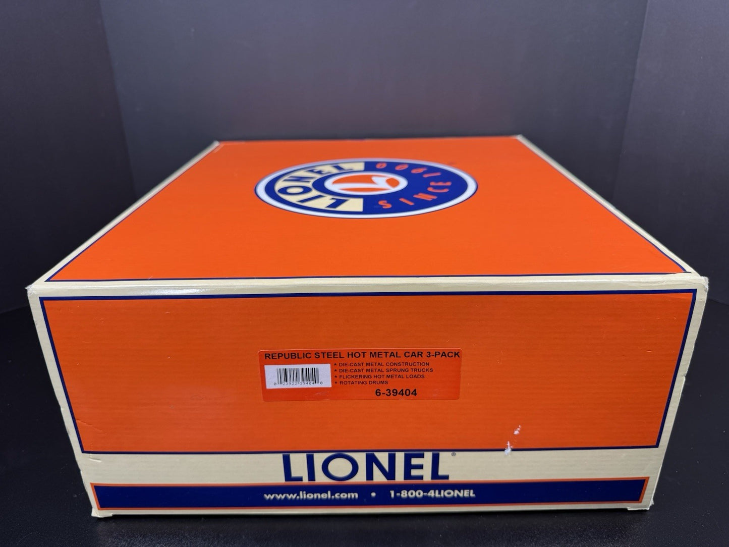 Lionel 6-39404 Republic Steel hot metal car w flickering load 3-pack LNIB12