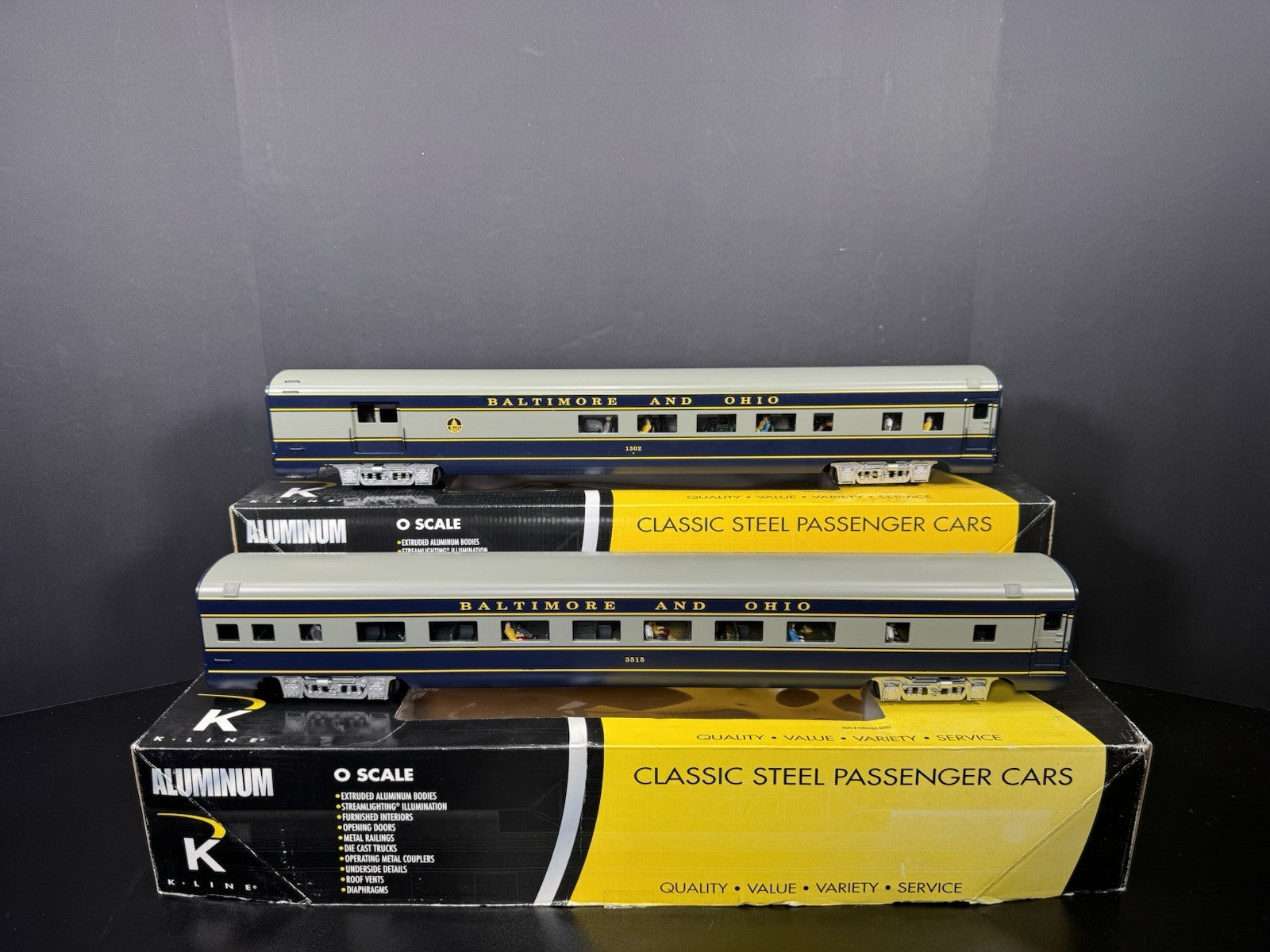 K-Line B&O The Columbian 21" aluminum passenger 2-car add-on set LNIB5