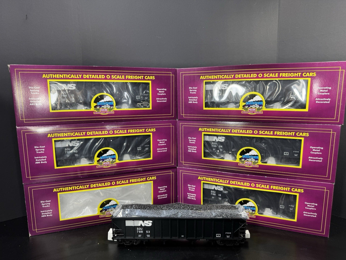 MTH 20-90579 Norfolk Southern NS 4-bay hopper 6-car set LNIB0