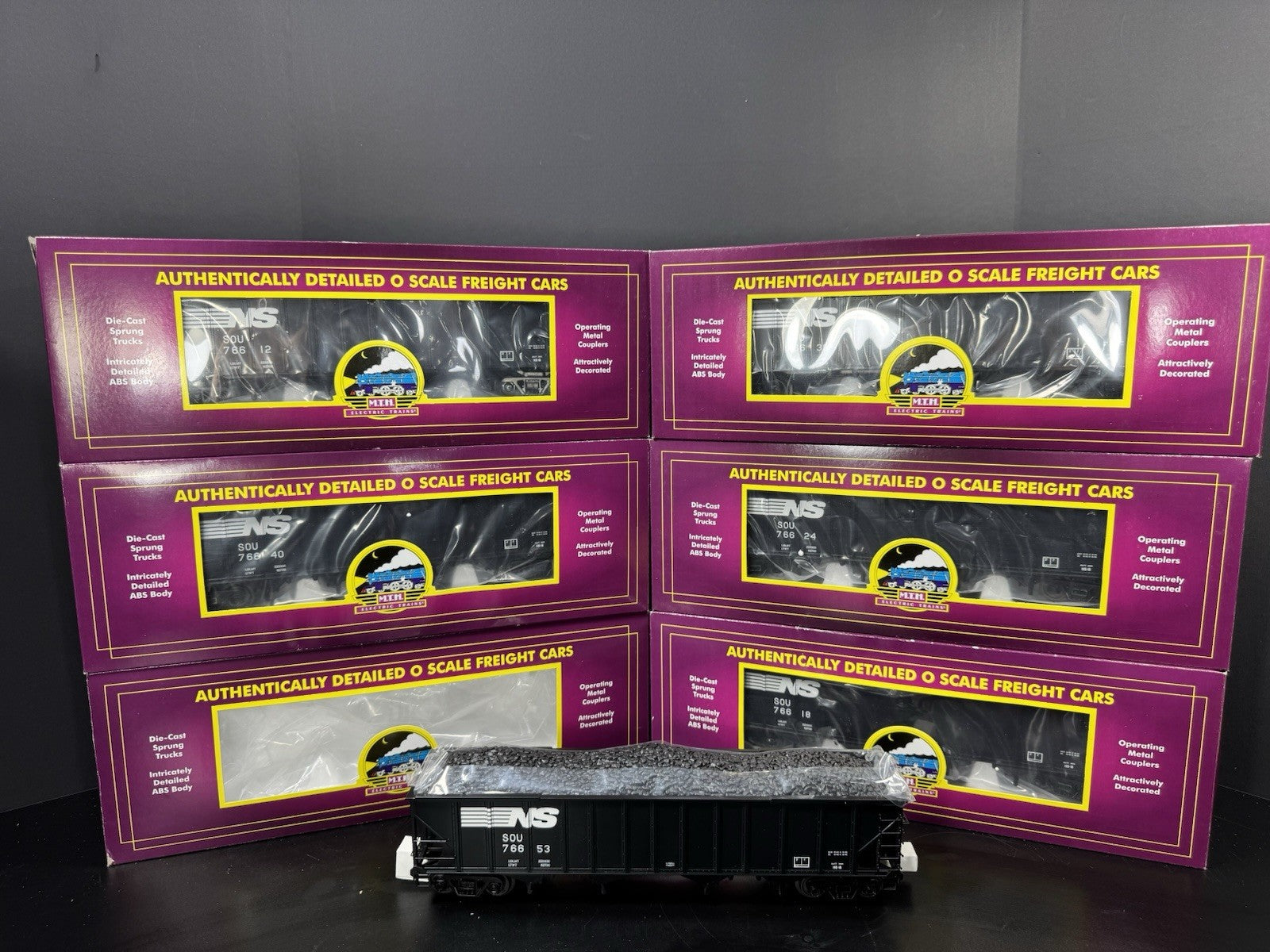 MTH 20-90579 Norfolk Southern NS 4-bay hopper 6-car set LNIB0