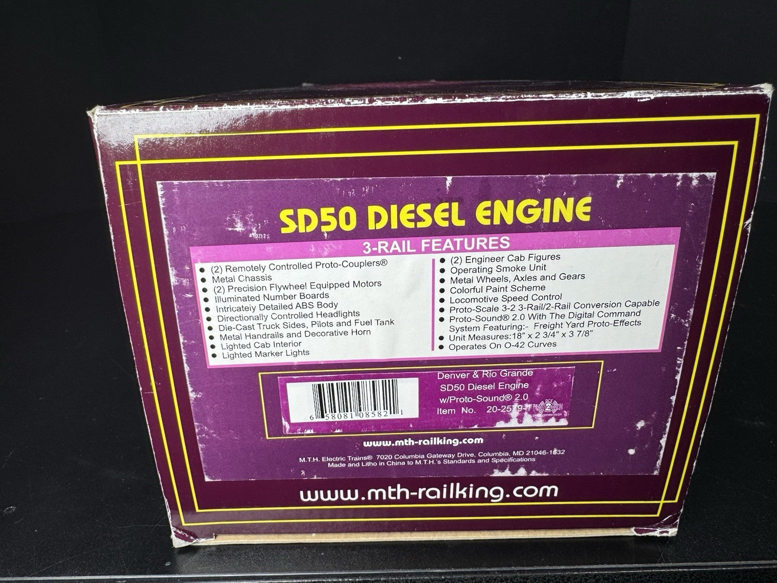MTH 20-2579-1 Denver & Rio Grande SD50 diesel engine #5506 PS2 BCR LNIB16