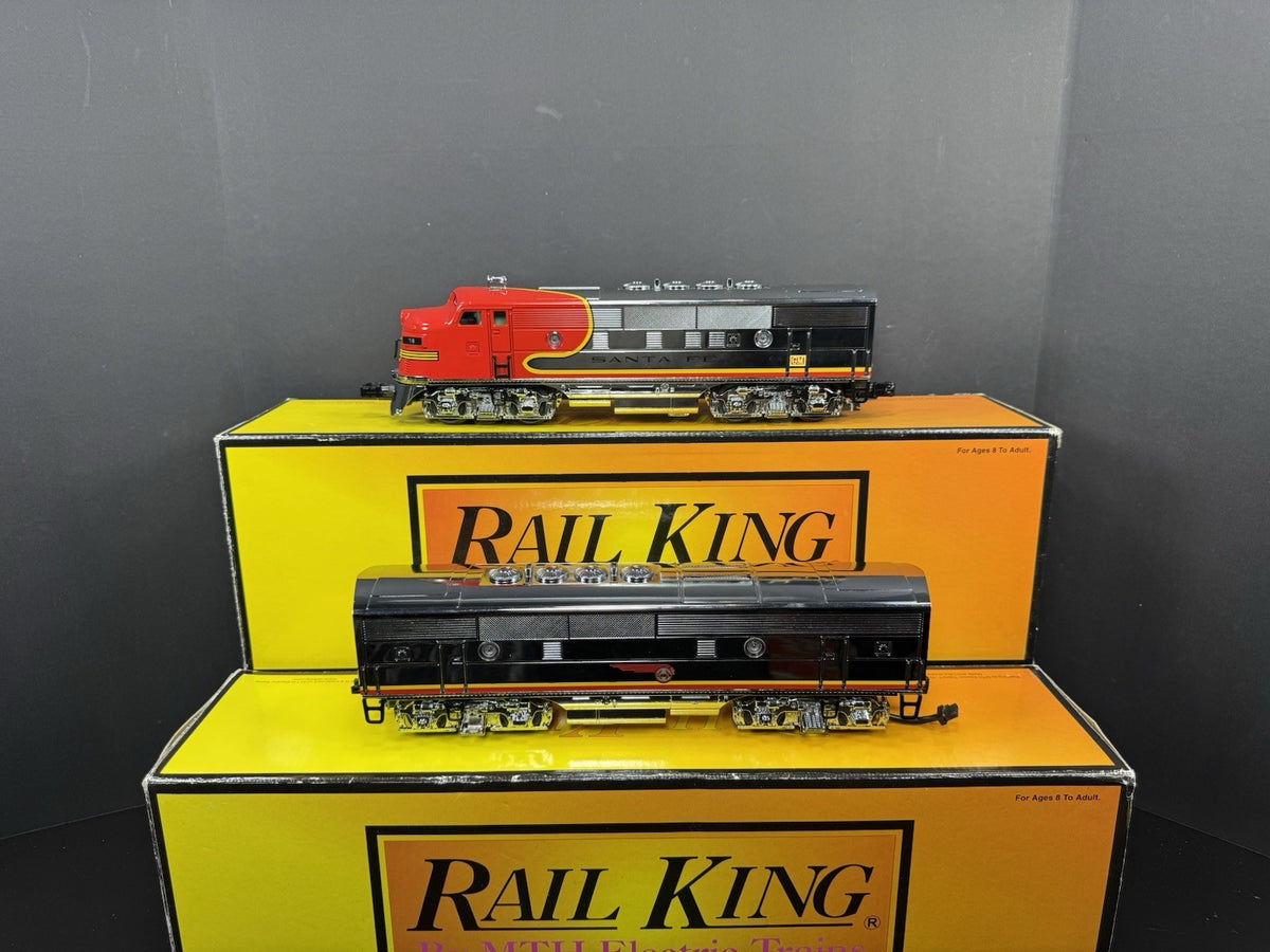 MTH RailKing 30-4144-1E Santa Fe chrome F-3 diesel engine AB set PS2 BCR LNIB4