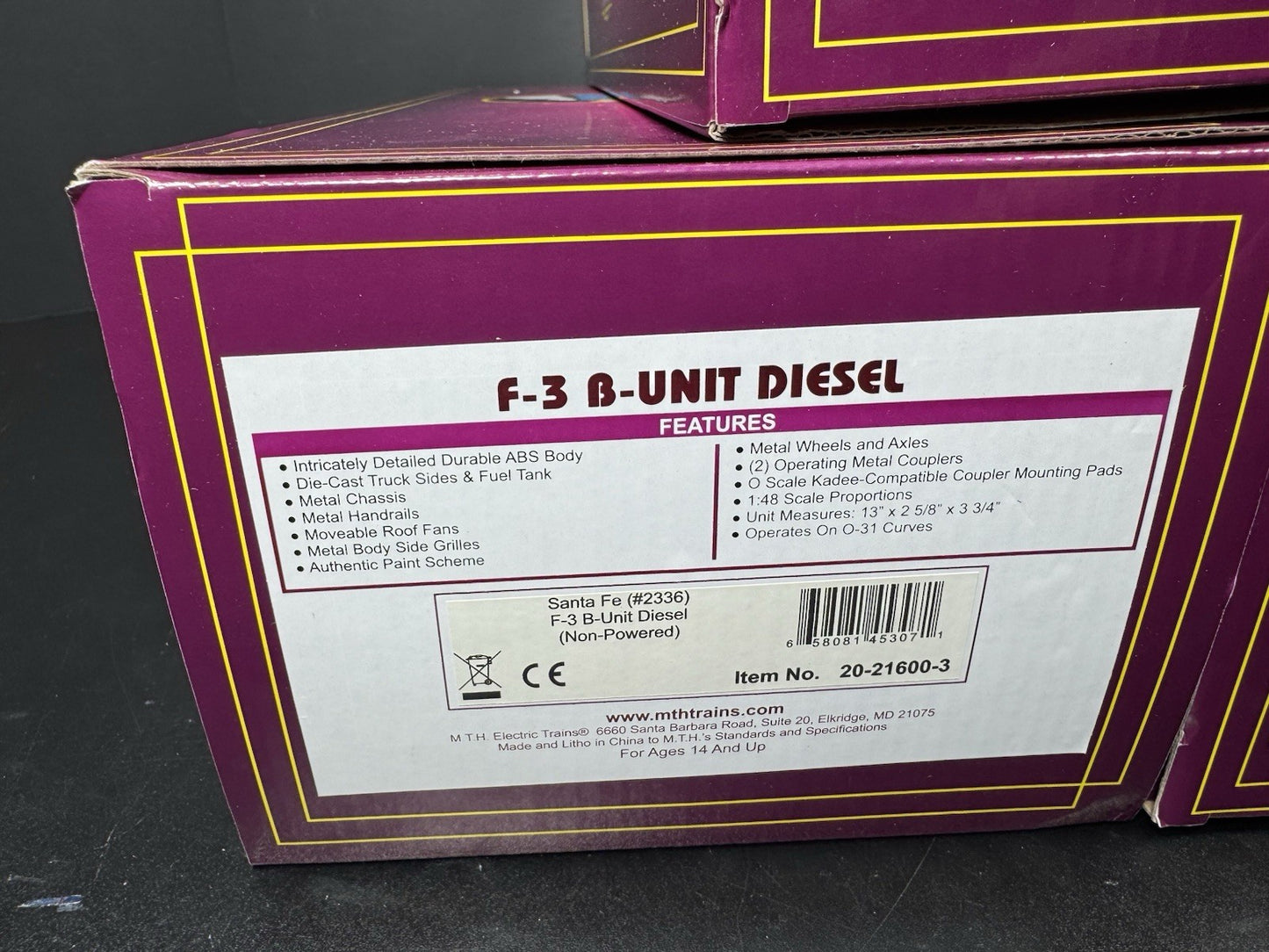 MTH 20-21601-1 Santa Fe Black Bonnet F-3 diesel engine ABA set #2334 #2335 NIB17