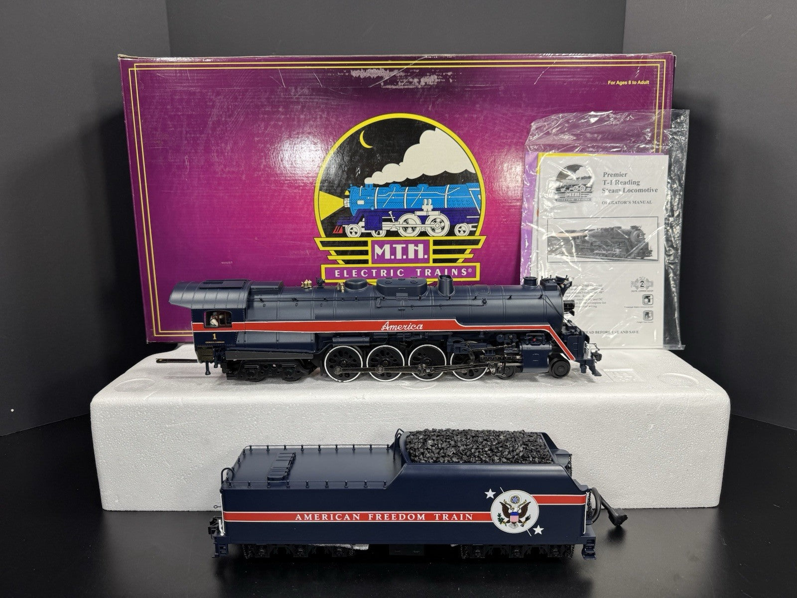 MTH 20-3131-1 American Freedom Train 4-8-4 T-1 steam engine #1 PS2 BCR LNIB6