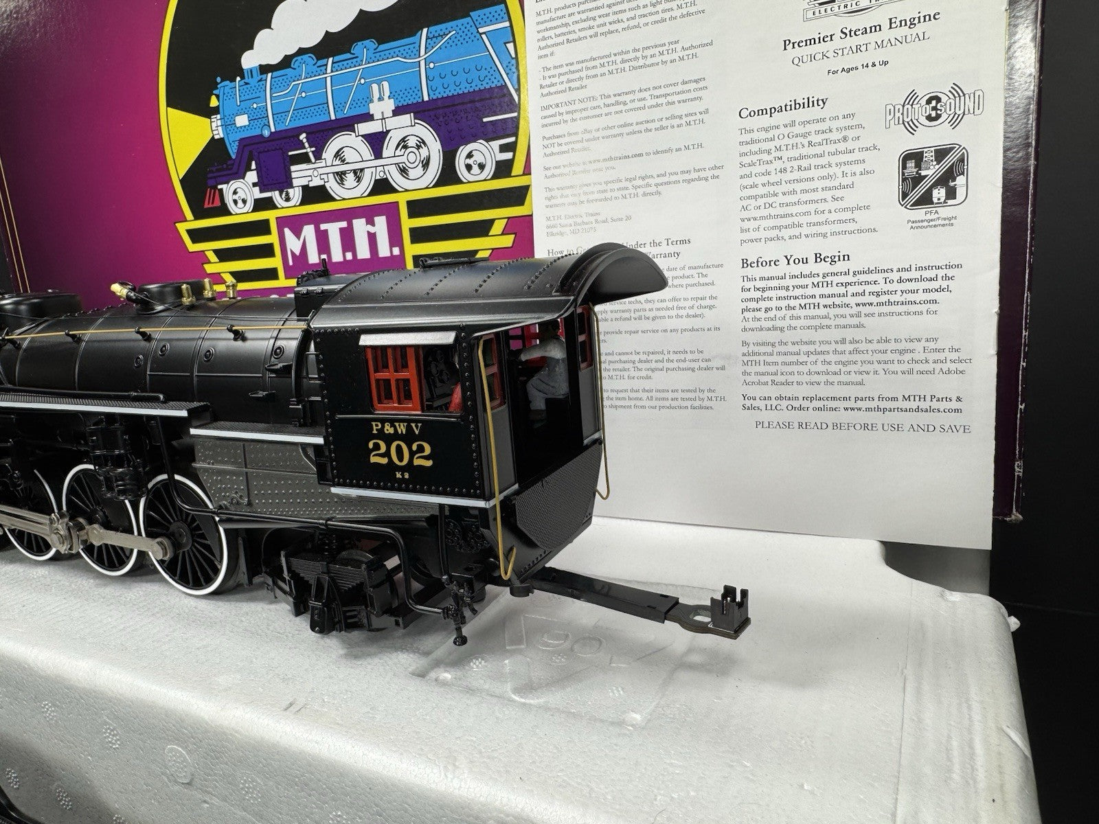 MTH 20-3822-1 Pittsburgh P&WV 4-6-2 Ps-4 steam engine #202 PS3 LNIB3