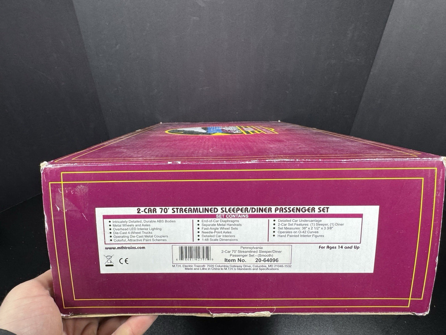 MTH 2064096 Pennsylvania PRR 70' sleeper diner passenger 2car set LNIB12
