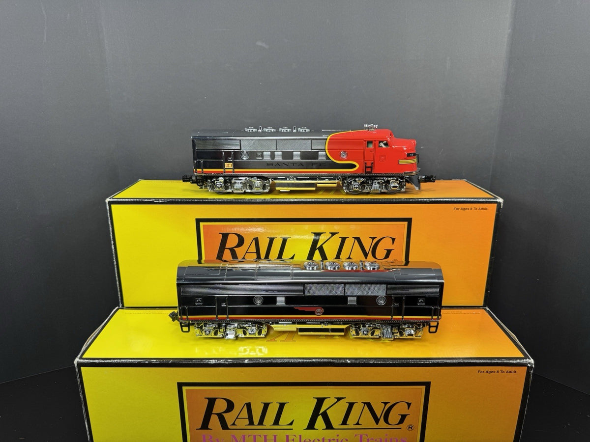 MTH RailKing 30-4144-1E Santa Fe chrome F-3 diesel engine AB set PS2 BCR LNIB0