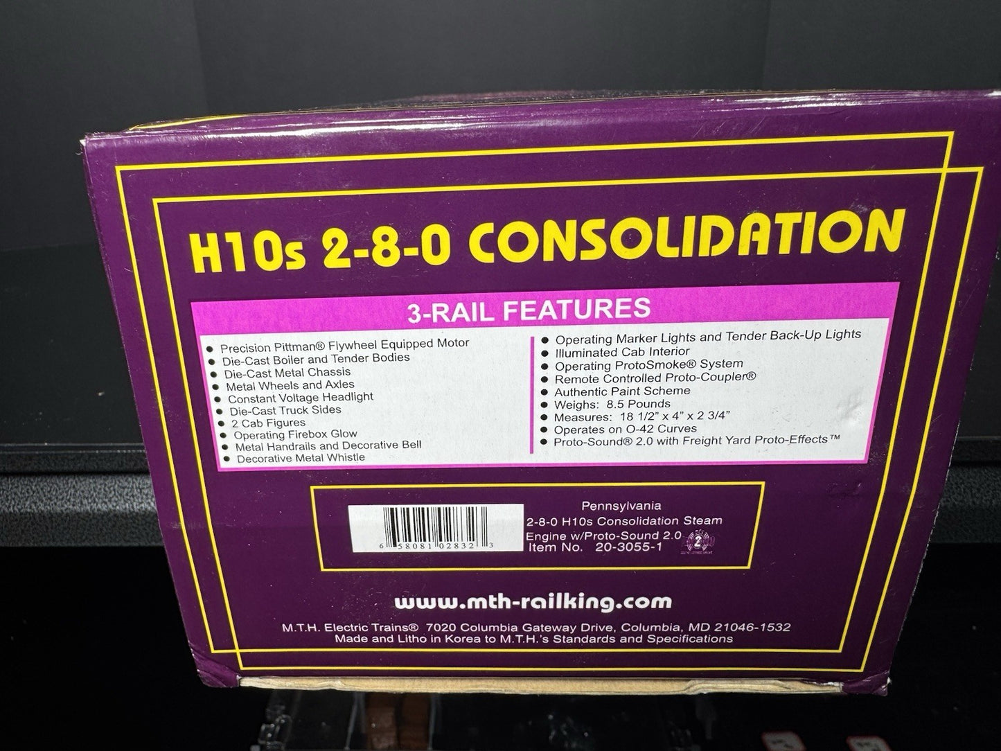 MTH 20-3055-1 Pennsylvania PRR H10s Consolidation steam engine #7676 PS2 LNIB15
