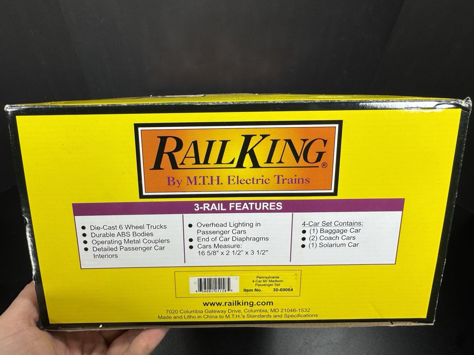 MTH RailKing 30-69064 Pennsylvania PRR 60' Madison passenger 4-car set NIB5