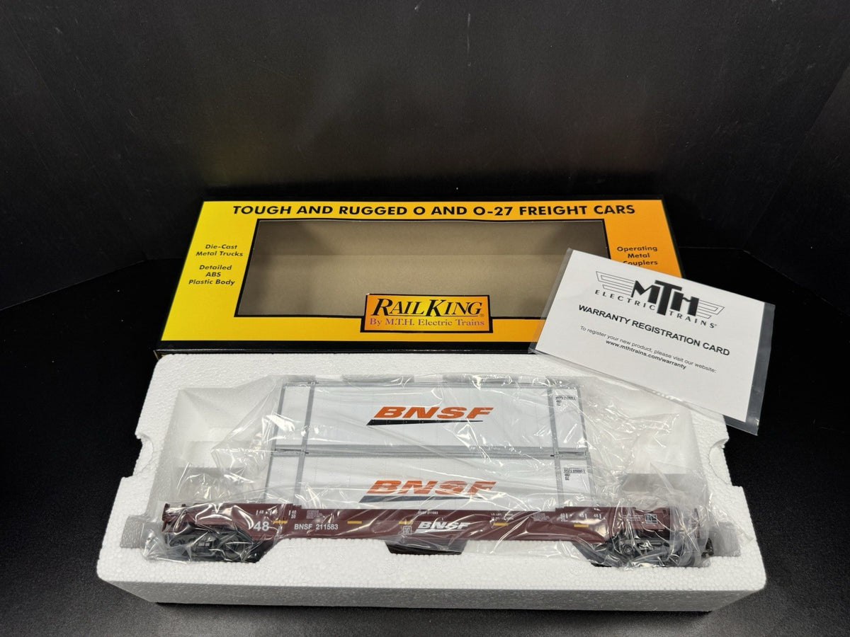 MTH RailKing 30-76904 BNSF intermodal husky stack car w containers LNIB7