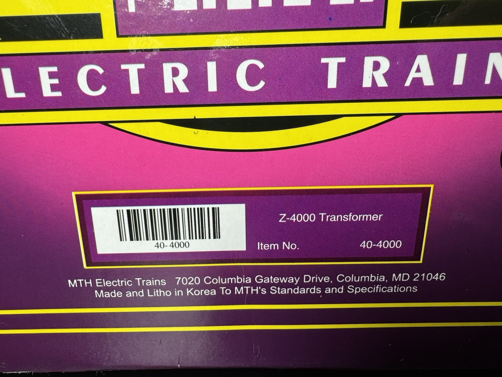 MTH 40-4000 Z-4000 400-watt dual control transformer LNIB13