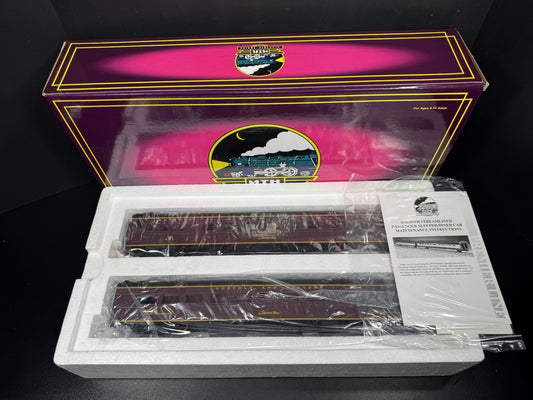 MTH 20-6614 Norfolk & Western N&W 70' streamlined sleeper diner 2-car set LNIB0