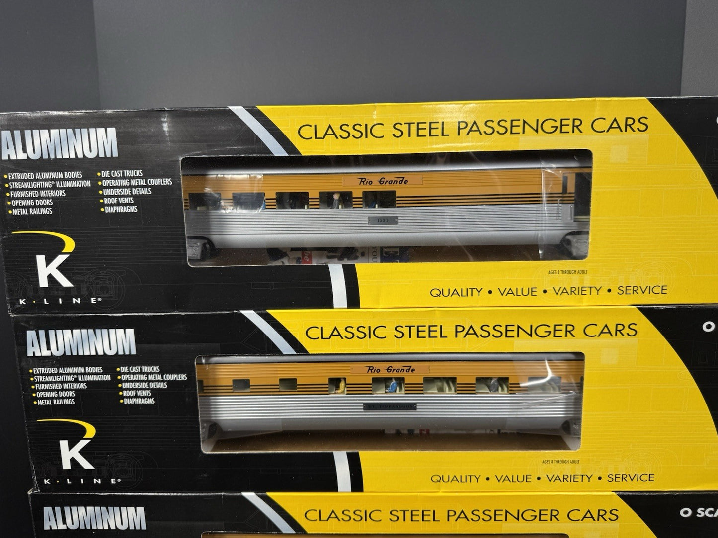 K-Line K-4621B Rio Grande Prospector 21" aluminum passenger 4-car set LNIB14