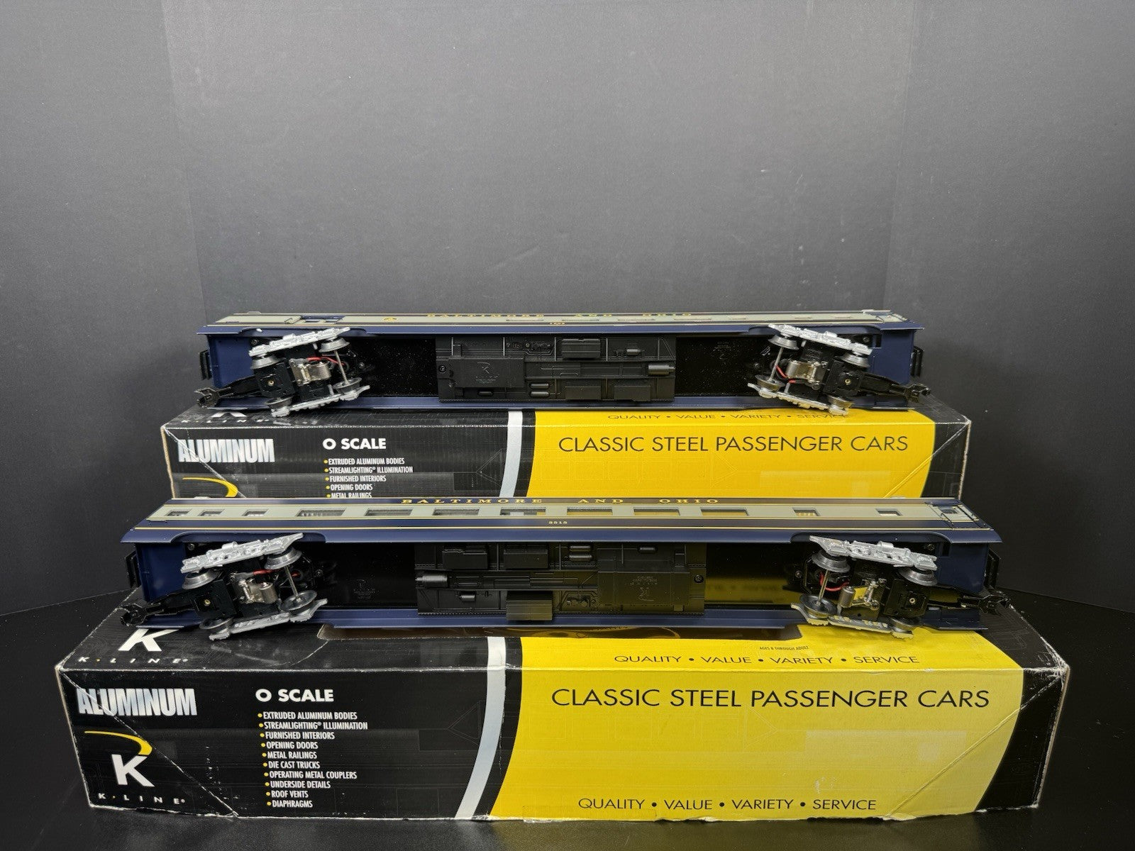 K-Line B&O The Columbian 21" aluminum passenger 2-car add-on set LNIB10