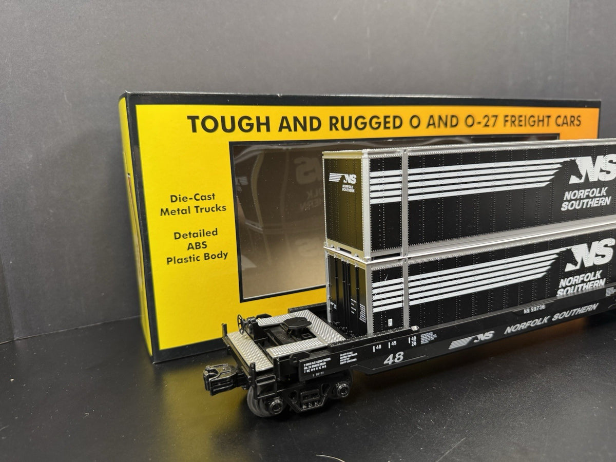 MTH RailKing 30-76906 Norfolk Southern NS husky stack car w containers LNIB4