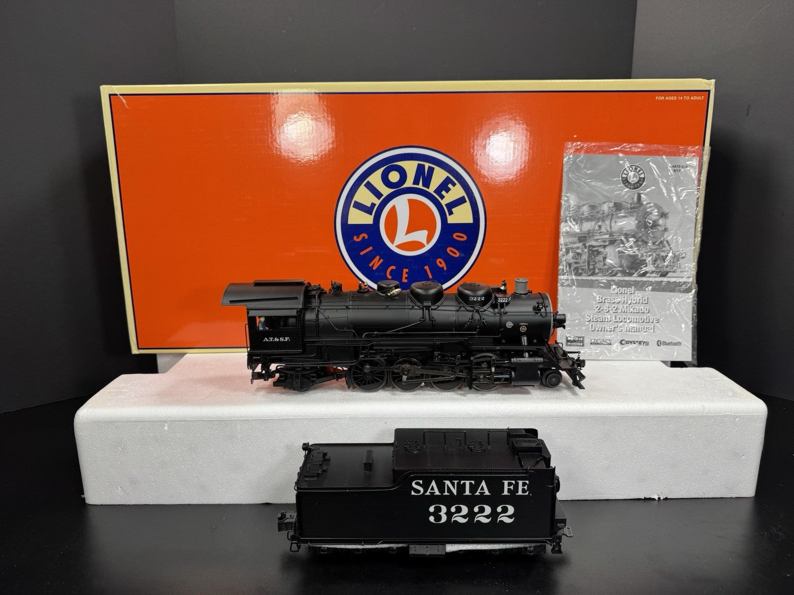 Lionel LEGACY 6-84472 brass hybrid Santa Fe Mikado steam engine #3222 LNIB5