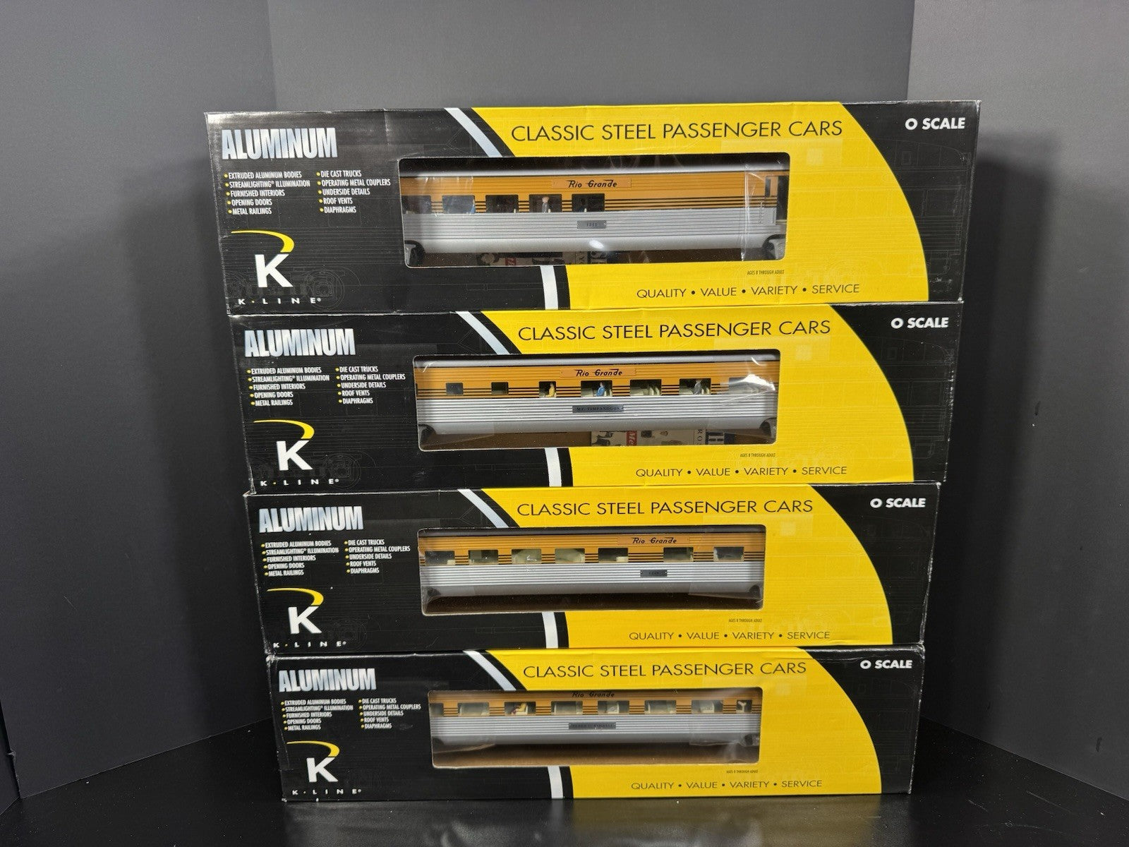 K-Line K-4621B Rio Grande Prospector 21" aluminum passenger 4-car set LNIB13