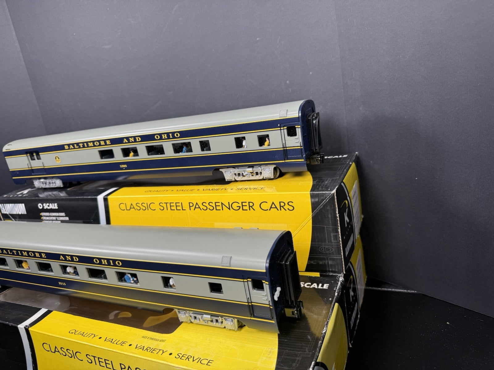 K-Line B&O The Columbian 21" aluminum passenger 2-car add-on set LNIB9