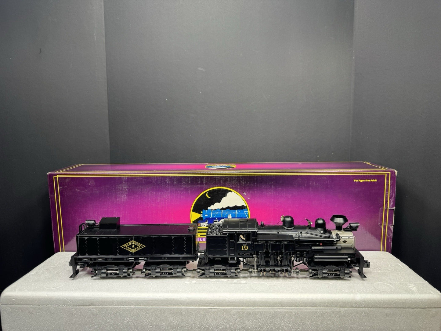 MTH 20-3106-1 Elk River Coal & Lumber 4-truck Shay steam engine #19 PS2 BCR LNIB0