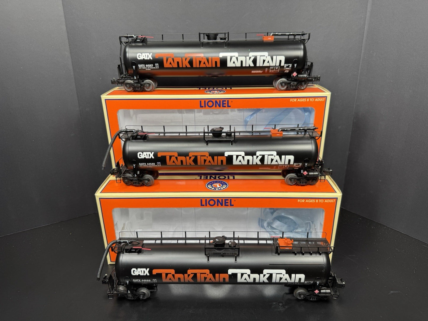 Lionel 6-19639 GATX Tank Train tanker car 3-pack EX0
