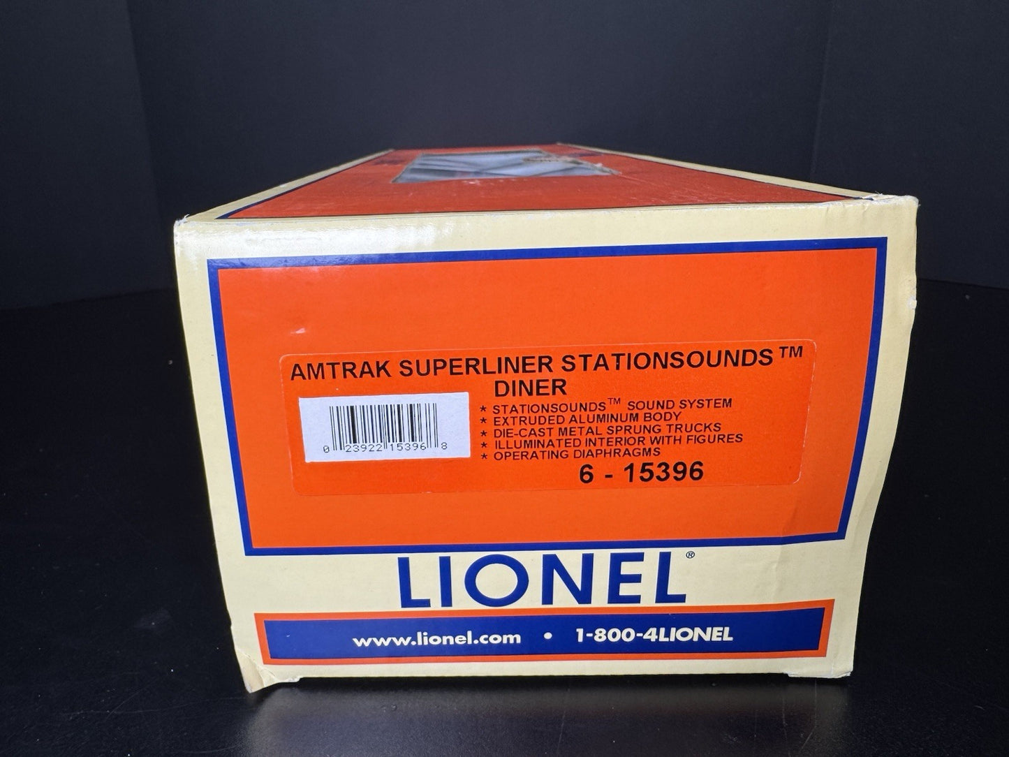 Lionel 6-15396 Amtrak Superliner 18" aluminum StationSounds diner car LNIB15