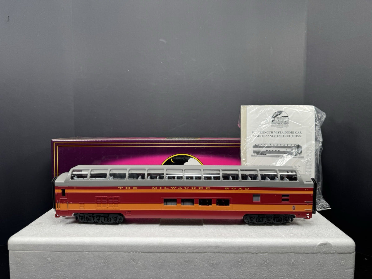 MTH 20-6752 Milwaukee Road 70' full-length vista dome passenger car #53 EX0