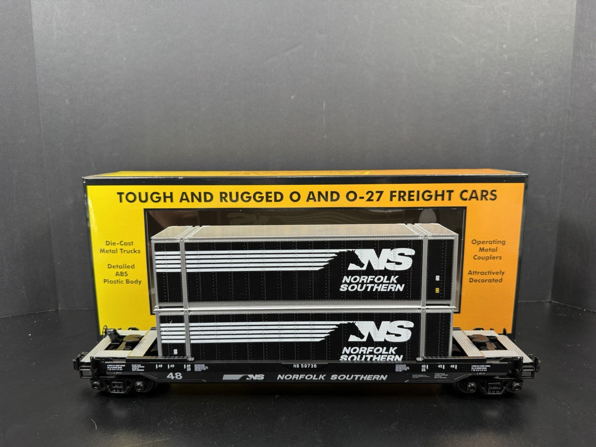 MTH RailKing 30-76906 Norfolk Southern NS husky stack car w containers LNIB3