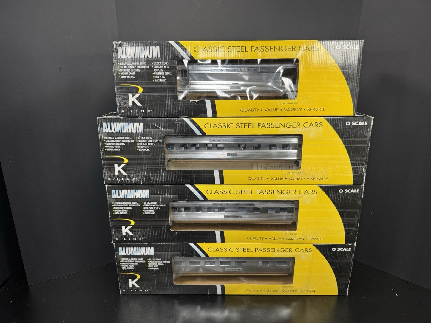 K-Line K-4630P Santa Fe Super Chief 21" aluminum passenger 4-car set LNIB13