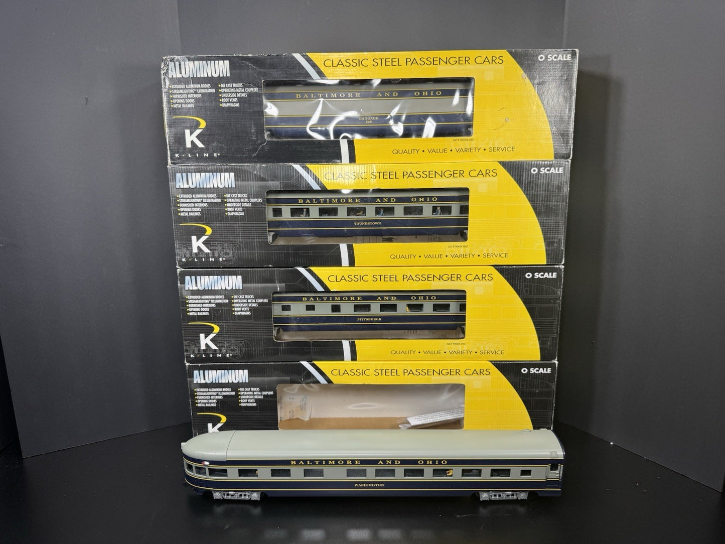 K-Line K-4610A B&O The Columbian 21" aluminum passenger 4-car set LNIB0