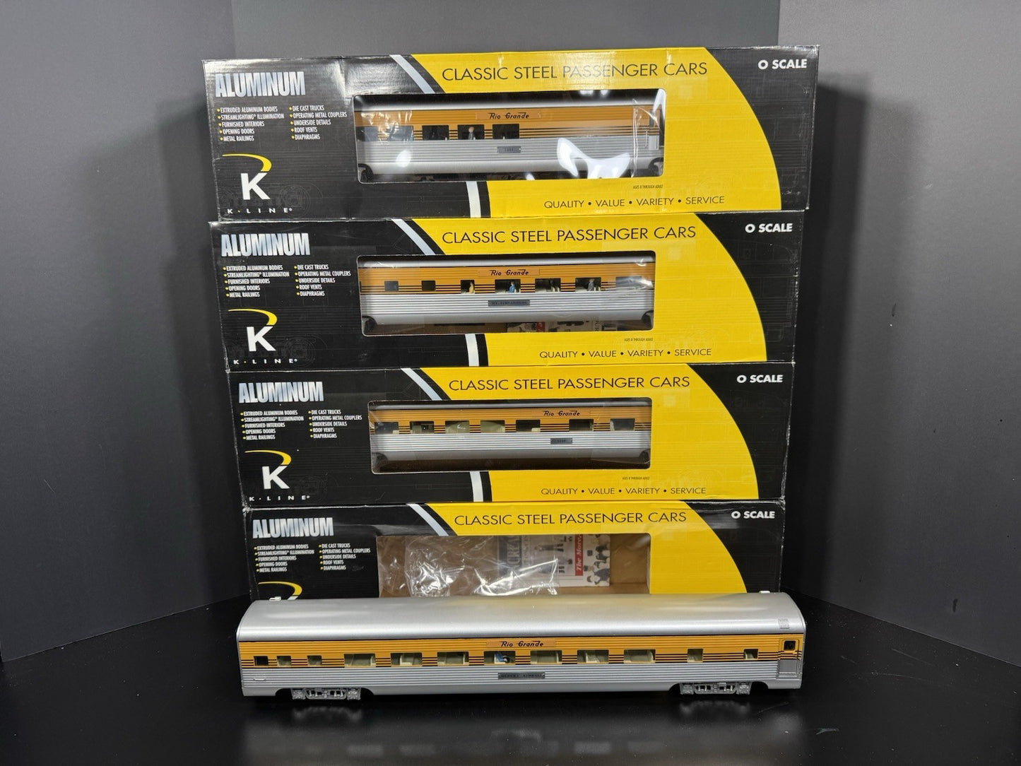 K-Line K-4621B Rio Grande Prospector 21" aluminum passenger 4-car set LNIB0