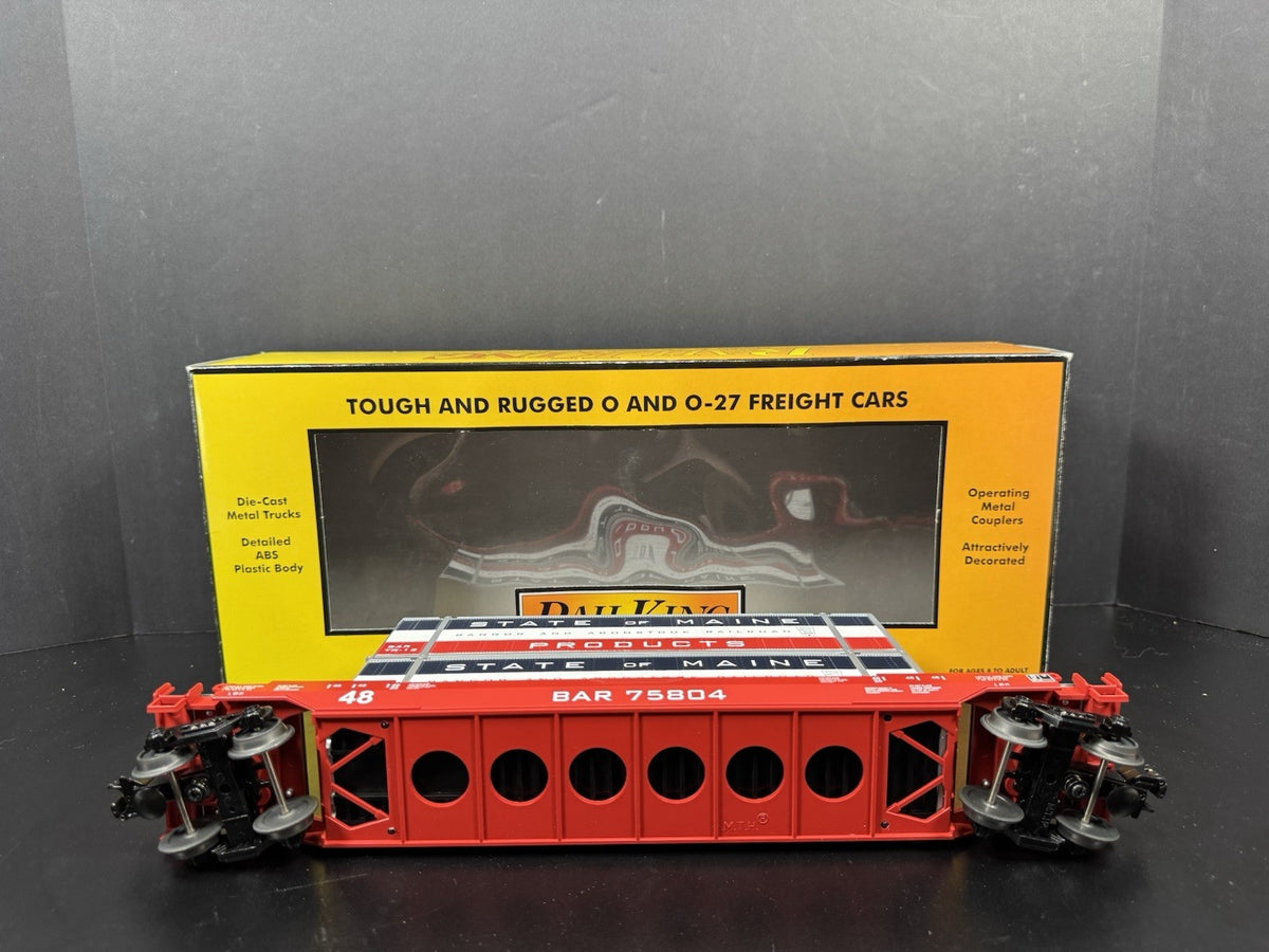MTH RailKing 30-76135 BAR State of Maine husky stack car w containers LNIB6