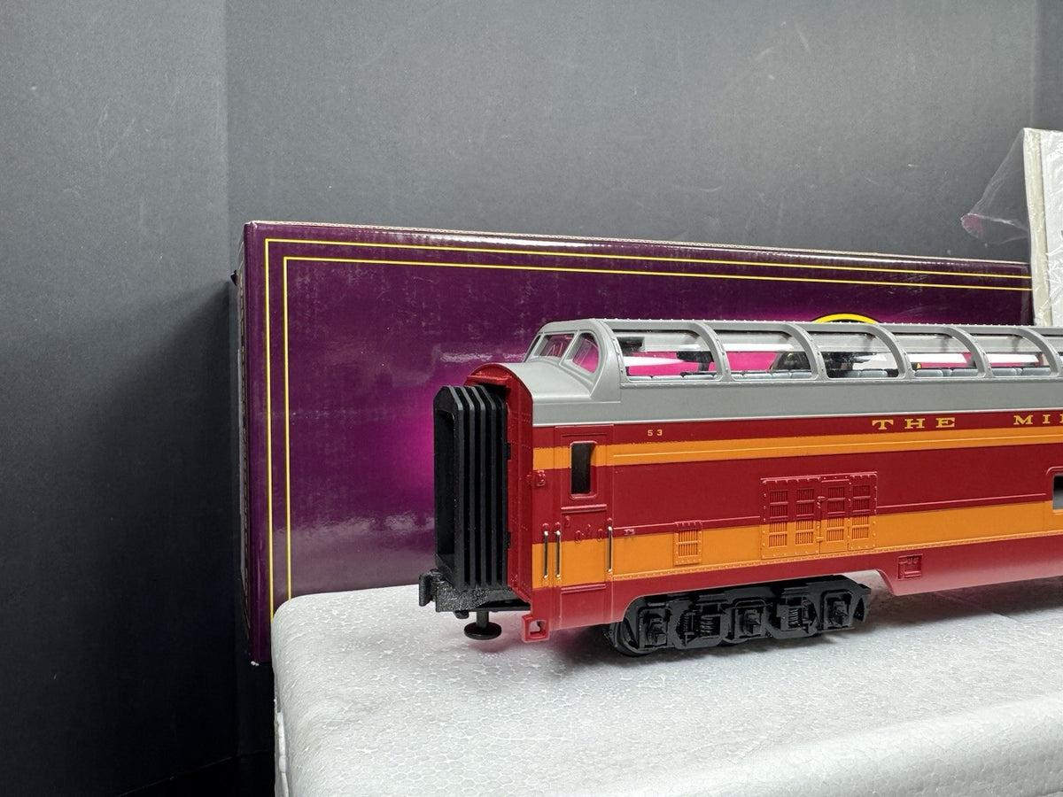 MTH 20-6752 Milwaukee Road 70' full-length vista dome passenger car #53 EX1