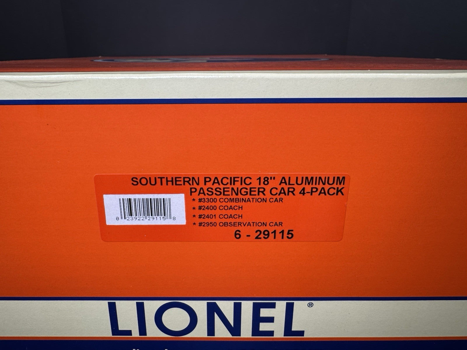 Lionel 6-29115 Southern Pacific Daylight 18" aluminum passenger set LNIB15