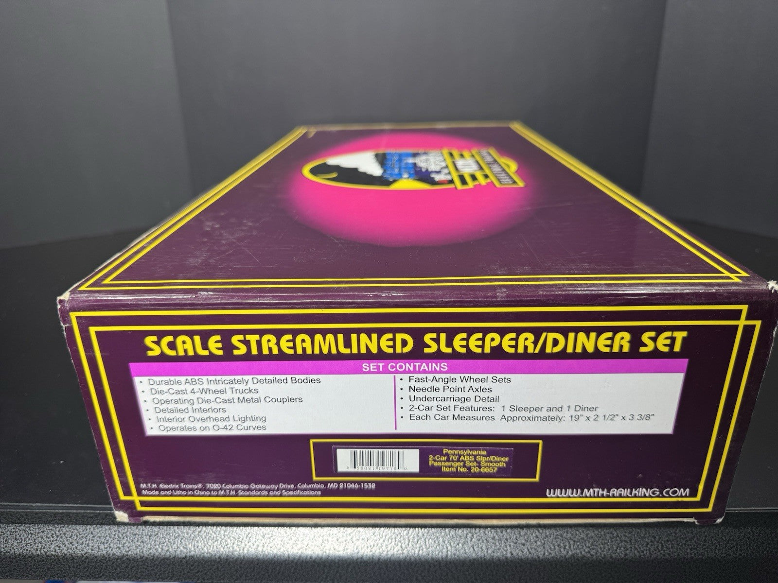 MTH 20-6657 Pennsylvania PRR 70' streamlined sleeper / diner 2-car set LNIB7