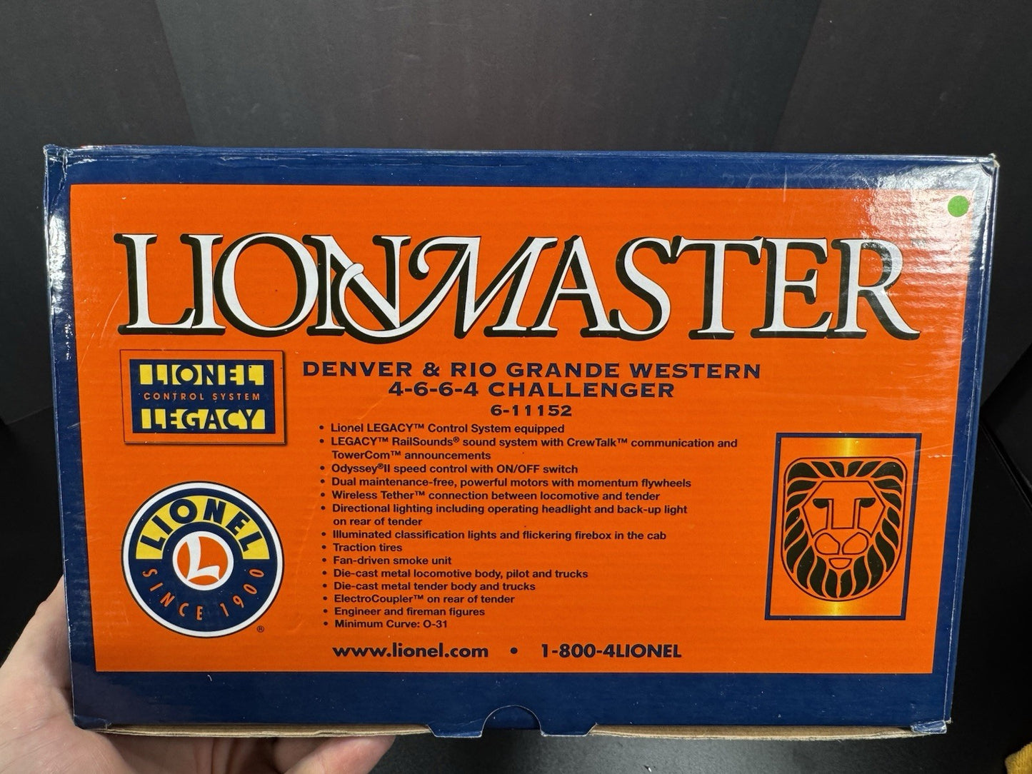 Lionel LEGACY 6-11152 LionMaster Rio Grande Challenger steam engine #3805 LNIB16