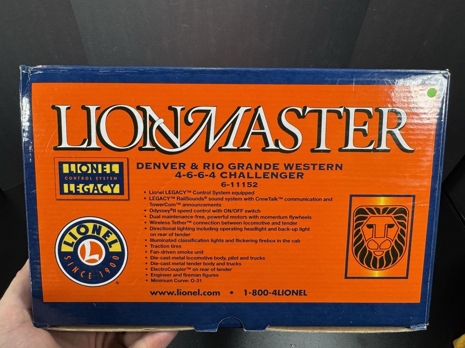 Lionel LEGACY 6-11152 LionMaster Rio Grande Challenger steam engine #3805 LNIB16