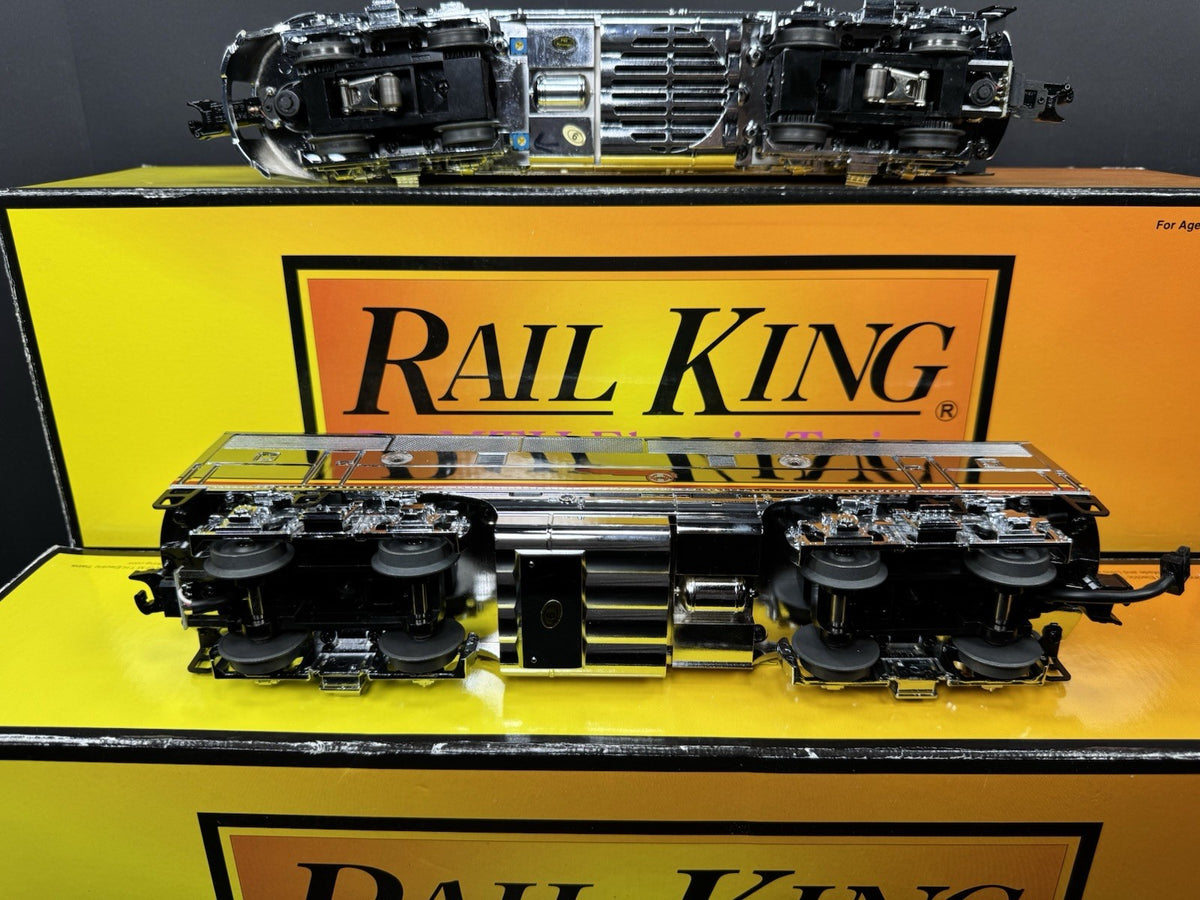 MTH RailKing 30-4144-1E Santa Fe chrome F-3 diesel engine AB set PS2 BCR LNIB10