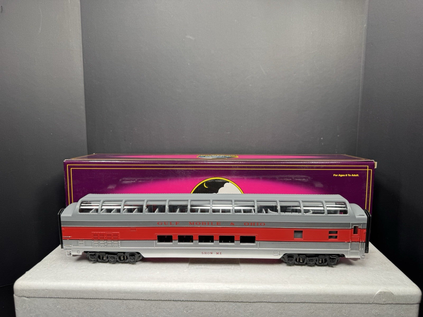 MTH 20-6784 Gulf Mobile & Ohio GM&O 70' full-length vista dome pass car LNIB0
